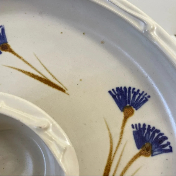 Floral Ceramic Chip and Dip Platter Vegetable Tray Handmade - Picture 6 of 11